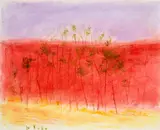 Wolf Kahn, Untitled (Landscape in Purple, Dark Pink, and Yellow), pastel on paper