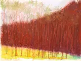 Wolf Kahn, Receding Woods (Burnt Sienna), pastel on paper