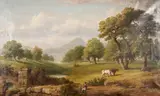 William Thompson Russell Smith, A Valley Landscape with a Boy and Cows
