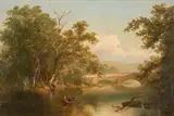 William Thompson Russell Smith, Boating on the River with a Bridge