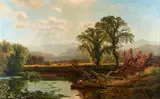 Edmund Darch Lewis, A Boy Fishing Along a River, oil on canvas
