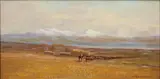 Edward Hill, Hay Harvest in the Valley, oil on board