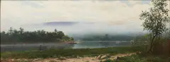 Charles Caryl Coleman, Florentine River Landscape with Mist, oil on board