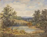Edward Mitchell Bannister, Untitled (Landscape with a Pond), circa 1880-1890, watercolor on paper