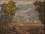 Gottardo Piazzoni, View of a Home in the Mountains, oil on canvas