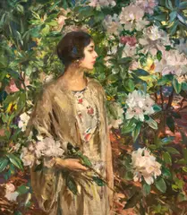 Irving Ramsey Wiles, Glad and Rhododendron, ca. 1927, oil on canvas
