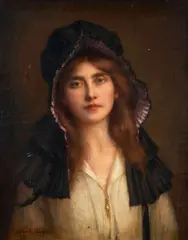 Albert Lynch, Portrait of a Woman in a Bonnet, oil on canvas