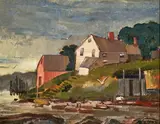 Hayley Lever, Boat House, Gloucester, Mass, oil on board