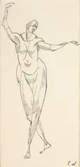 Elie Nadelman, Standing Female Nude, c. 1907, ink on paper