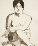 Paul Wonner, Seated Nude, brush and ink on paper