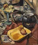 Gerrit Beneker, Still Life with Fruit and a Jug, oil on board