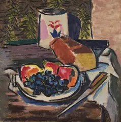 Karl Knaths, Still Life with Fruit and Bread, oil on canvas