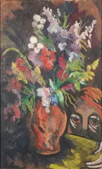Abraham Rattner, Fleurs, oil on canvas