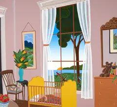 Thomas McKnight, Yellow Cradle, 1984, Color screenprint on paper; signed 'McKnight' in pencil lower right