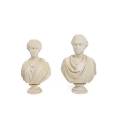 Chauncey Ives, Mr. & Mrs. Royal Elisha Robbins: Two Busts, 1866, marble, each