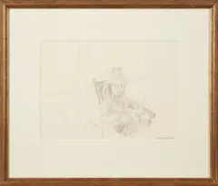 Fairfield Porter, Elizabeth on the Porch, pencil on paper