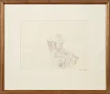 Fairfield Porter, Elizabeth on the Porch, pencil on paper