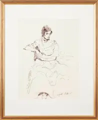 Fairfield Porter, Study of a Seated Woman, ink on paper