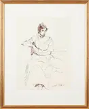 Fairfield Porter, Study of a Seated Woman, ink on paper