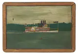 The Steamboat New York by American School, oil on slate, sold Jan 2025