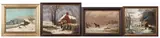 Four Winter Landscapes by American School, oil on canvas, sold Jan 2025