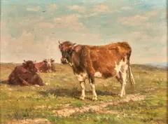 Charles Franklin Pierce, Cattle in an Open Field, oil on canvas