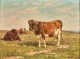 Charles Franklin Pierce, Cattle in an Open Field, oil on canvas