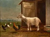 Wesley Elbridge Webber, Barnyard with Chickens and a Goat, oil on canvas