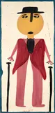 Mose Ernest Tolliver, Self Portrait in Red with Walking Sticks, house paint on plywood