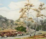 Bert Geer Phillips, A Mountain Stream, oil on board