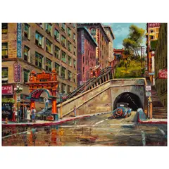 Ben Abril, Angel's Flight Railway - Los Angeles, 1929, oil on canvas