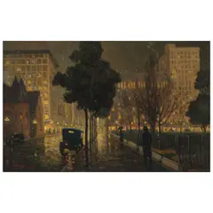 Frank Coburn, Rainy Night (Pershing Square), oil on canvas