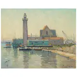 Frank Coburn, Hazy Afternoon - Wilmington (California Yacht Club), circa 1922, oil on canvas