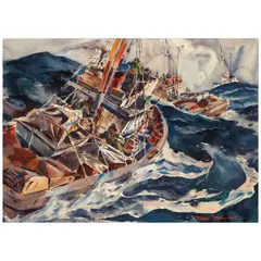 Heavy Seas (a double sided work) by Arthur Edwaine Beaumont, watercolor and graphite on paper, sold Nov 2025