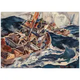 Arthur Edwaine Beaumont, Heavy Seas (a double sided work), watercolor and graphite on paper