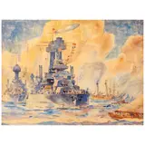 Arthur Edwaine Beaumont, Fleet Review, watercolor and graphite on paper