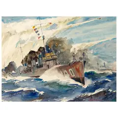 Smoke Screen by Arthur Edwaine Beaumont, watercolor and graphite on paper, sold Nov 2025