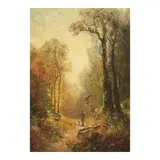 Thomas Hill, Figure and Dog in the Woods, oil on canvas