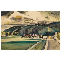 Millard Sheets, Polo at the Uplifters, 1931, watercolor on paper