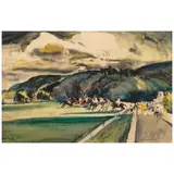 Millard Sheets, Polo at the Uplifters, 1931, watercolor on paper