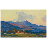 Frank Tenney Johnson, California Mission, San Juan Bautista, oil on Masonite