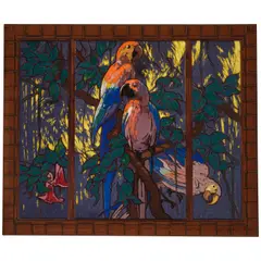 Sam Hyde Harris, The Parrot Screen (A Triptych), circa 1945, tempera on heavy Epson board