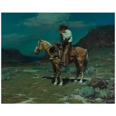 Frank Tenney Johnson, A Wyoming Night Herder, oil on canvas