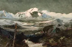 Sydney Laurence, Mt. McKinley from Lower Peters Hills, oil on canvas laid to Masonite