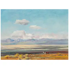 Oscar E. Berninghaus, Taos Valley, oil on canvas laid to board