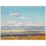 Oscar E. Berninghaus, Taos Valley, oil on canvas laid to board