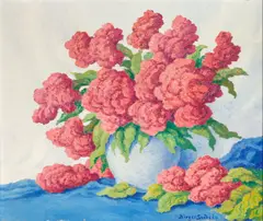 Birger Sandzén, Coxcombs, 1945, oil on Masonite