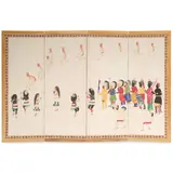 Dorr Bothwell, The Ghost Dance (A Four-Panel Folding Screen), circa 1935, casein and graphite on paper-backed silk