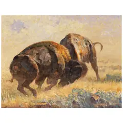 Bob Kuhn, Battle of the Titans, 1995, acrylic on board