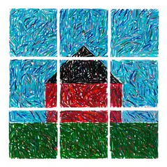 Jennifer Bartlett, Painting In, Painting Out, 1998, enamel over silkscreen grid on baked enamel on steel plates, in 9 parts